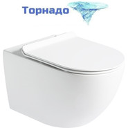 Унитаз подвесной безободковый SantiLine SL-5002T с тонкой крышкой микролифт (система смыва Торнадо) - фото 