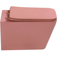 Унитаз подвесной безободковый SantiLine SL-5007P с тонкой крышкой микролифт, персиковый матовый - фото 3