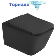 Унитаз подвесной безободковый SantiLine SL-5007T-MB с тонкой крышкой микролифт (система смыва Торнадо) чёрный матовый - фото 