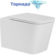 Унитаз подвесной безободковый SantiLine SL-5027 с тонкой крышкой микролифт (система смыва Торнадо) - фото 