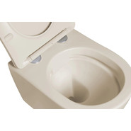 Унитаз подвесной безободковый SantiLine SL-5101 с тонкой крышкой микролифт, бежевый матовый - фото 4