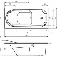 Ванна акриловая Riho COLUMBIA 160x75 см B001001005, Размер - мм: 1600х750 - фото 2