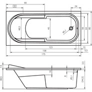 Ванна акриловая Riho COLUMBIA 175x80 см B003001005, Размер - мм: 1750х800 - фото 2