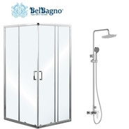 Набор 2 в 1: Душевое ограждение BelBagno (75-90)х(75-90) см UNIQUE-A-2-75/90-C-Cr + Душевая стойка BelBagno ANCONA-DOCM-CRM - фото 