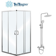 Набор 2 в 1: Душевое ограждение BelBagno (85-100)х(85-100) см UNIQUE-A-2-85/100-C-Cr + Душевая стойка BelBagno UNIQUE-VSCM-CRM - фото 