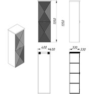 Пенал подвесной Azario Zena 40 см CS00096930, белый глянцевый - фото 2