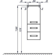 Пенал подвесной Акватон Америна 35 см с корзиной 1A135203AM010 - фото 2