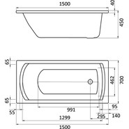Ванна акриловая Santek Монако 150x70 см 1.WH11.1.976, Размер - мм: 1500х700 - фото 4