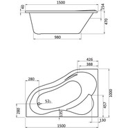 Ванна акриловая Santek Ибица 150x100 см 1.WH11.2.034 L, Размер - мм: 1500х1000 - фото 3
