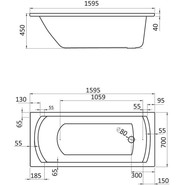 Ванна акриловая Santek Монако 160x70 см 1.WH11.1.977, Размер - мм: 1600х700 - фото 3