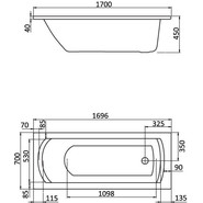Ванна акриловая Santek Монако 170x70 см 1.WH11.1.979, Размер - мм: 1700х700 - фото 4