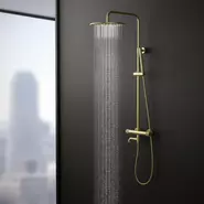 Душевая стойка для ванны с термостатом Timo Saona SX-2380/17, золото матовое - фото 5