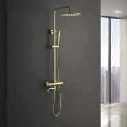 Душевая стойка для ванны с термостатом Timo Saona SX-2380/17, золото матовое - фото 3