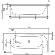 Ванна акриловая Kolpa-San Tamia 170x70 см, Размер - мм: 1700х700 - фото 3