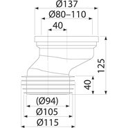 Патрубок для унитаза AlcaPlast A991-40 эксцентрический - фото 2