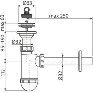 Сифон для умывальника Alcadrain A410 DN32 (AG210512432) - фото 