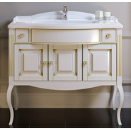 Тумба напольная с раковиной Opadiris Лаура 100 см, белый/бежевая патина - фото 