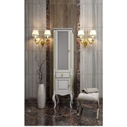 Пенал напольный Opadiris Лаура 45 см, левый, белый/бежевая патина - фото 