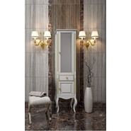 Пенал напольный Opadiris Лаура 45 см, правый, белый/бежевая патина - фото 