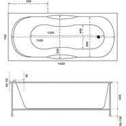 Ванна акриловая Bas Рио 160x70 см, Размер - мм: 1600х700 - фото 2