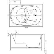Ванна акриловая сидячая Bas Рио 105x70 см, Размер - мм: 1050х700 - фото 2