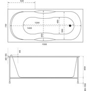 Ванна акриловая Bas Рио 150x70 см, Размер - мм: 1500х700 - фото 2