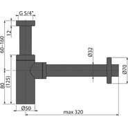 Сифон для умывальника AlcaPlast A400BLACK DESIGN DN32 - фото 2