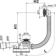 Сифон для ванны Alcaplast A507BLACK 57 см металл - фото 2