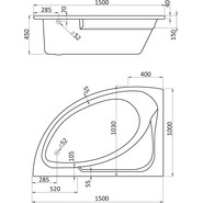 Ванна акриловая Santek Гоа 150x100 см 1.WH11.2.032 R - фото 2