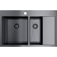 Кухонная мойка Omoikiri AKISAME 78-2-GM-L (4973101) 1,2 мм, вороненая сталь, Цвет производителя: вороненая сталь - фото 