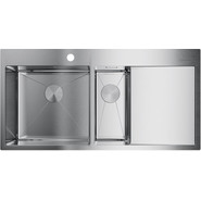 Кухонная мойка Omoikiri AKISAME 100-2-IN-L (4973544) 1,2 мм, нержавеющая сталь, Цвет производителя: нержавеющая сталь матовая - фото 