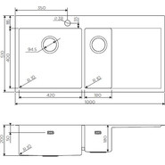 Кухонная мойка Omoikiri AKISAME 100-2-LG-L (4973089) 1,2 мм, светлое золото, Цвет производителя: светлое золото - фото 5