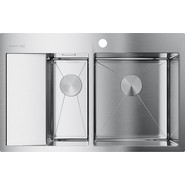Кухонная мойка Omoikiri AKISAME 78-2-IN-R (4973063) 1,2 мм, нержавеющая сталь, Цвет производителя: нержавеющая сталь матовая - фото 