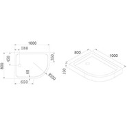 Акриловый поддон Cezares TRAY-A-RH-100/80-550-15-W-L 100х80 см - фото 2