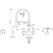 Смеситель для кухни Omoikiri Kanto-PVD-LG 4994014, светлое золото/черный - фото 2