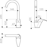 Смеситель для кухни Omoikiri Umi-BL 4994270, черный - фото 3