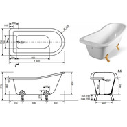 Ванна отдельностоящая Эстет Царская 150х73 см ФР-00001653 - фото 2