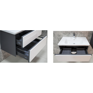 Тумба подвесная с раковиной Roca Ronda 70 см ZRU9302964, белый глянец/антрацит - фото 3