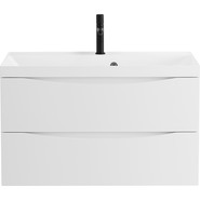 Тумба подвесная с раковиной BelBagno MARINO-800-2C-SO-BL-P 80 см, Bianco Lucido - фото 