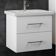 Тумба подвесная с раковиной Smile Арабеско 70 см, 2 ящика, белый - фото 