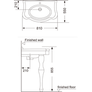 Раковина подвесная Creo Ceramique Orleans 81 см OR3300 - фото 2