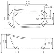 Ванна отдельностоящая BelBagno BB04-ROS 170х80 см - фото 3