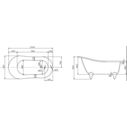 Ванна отдельностоящая BelBagno BB06-1550 155х76 см, Размер - мм: 1500х800 - фото 3