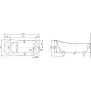 Ванна отдельностоящая BelBagno BB06-1700 170х76 см, Размер - мм: 1700х800 - фото 3