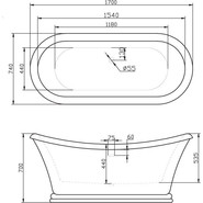 Ванна отдельностоящая BelBagno BB09 170х74 см - фото 3