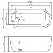 Ванна акриловая BelBagno BB11-1700L 170х75 см - фото 4