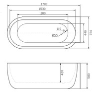 Ванна акриловая BelBagno BB11-1700R 170х75 см - фото 4
