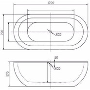 Ванна отдельностоящая BelBagno BB13-1700 170х79 см, Размер - мм: 1700х800 - фото 3