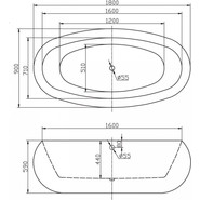 Ванна отдельностоящая BelBagno BB18-NERO/BIA 180х90 см - фото 4