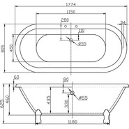Ванна отдельностоящая BelBagno BB21 177х80 см - фото 4